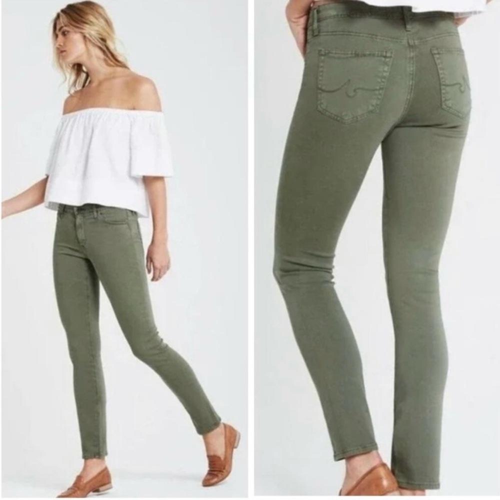 AG Adriano Goldschmied Prima Mid-Rise Cigarette Crop
Jeans Green Sz 29R